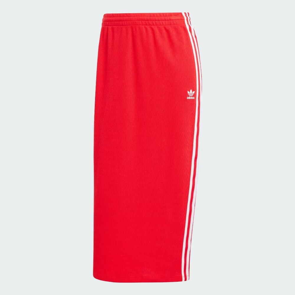 adidas Originals Red Midi Skirt with White Side Stripes